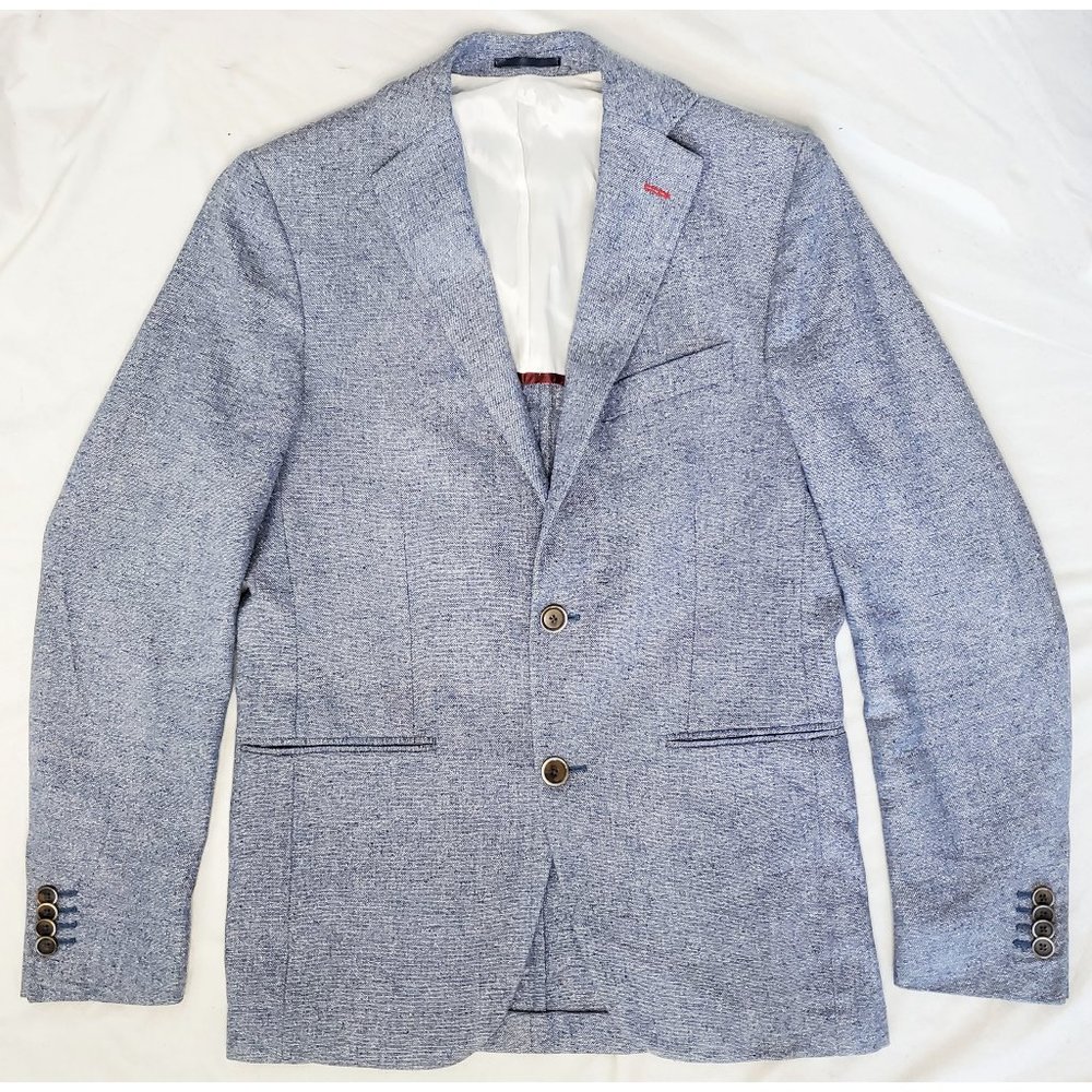 Paul Taylor Mens Linen Cotton Silk Blend Blue Heather Blazer Jacket Sprotscoat